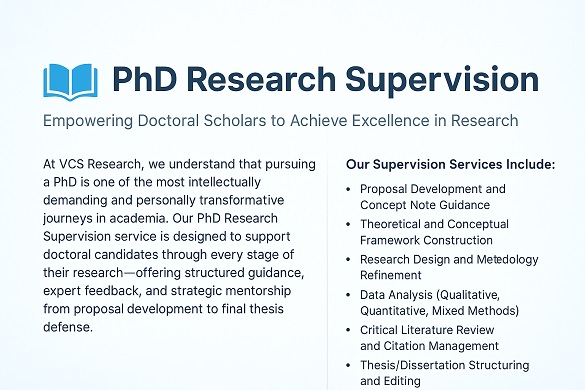 PhD research suoervision service at VCS Research. 